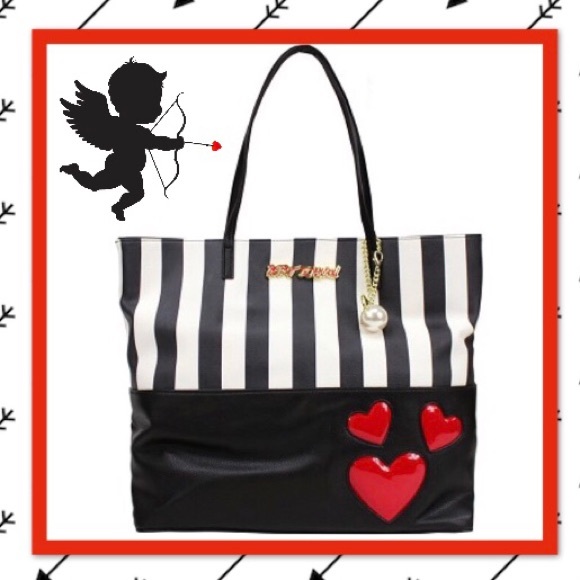 Betsey Johnson 2 in 1 Striped Heart Large Tote ❤️ - Picture 2 of 8